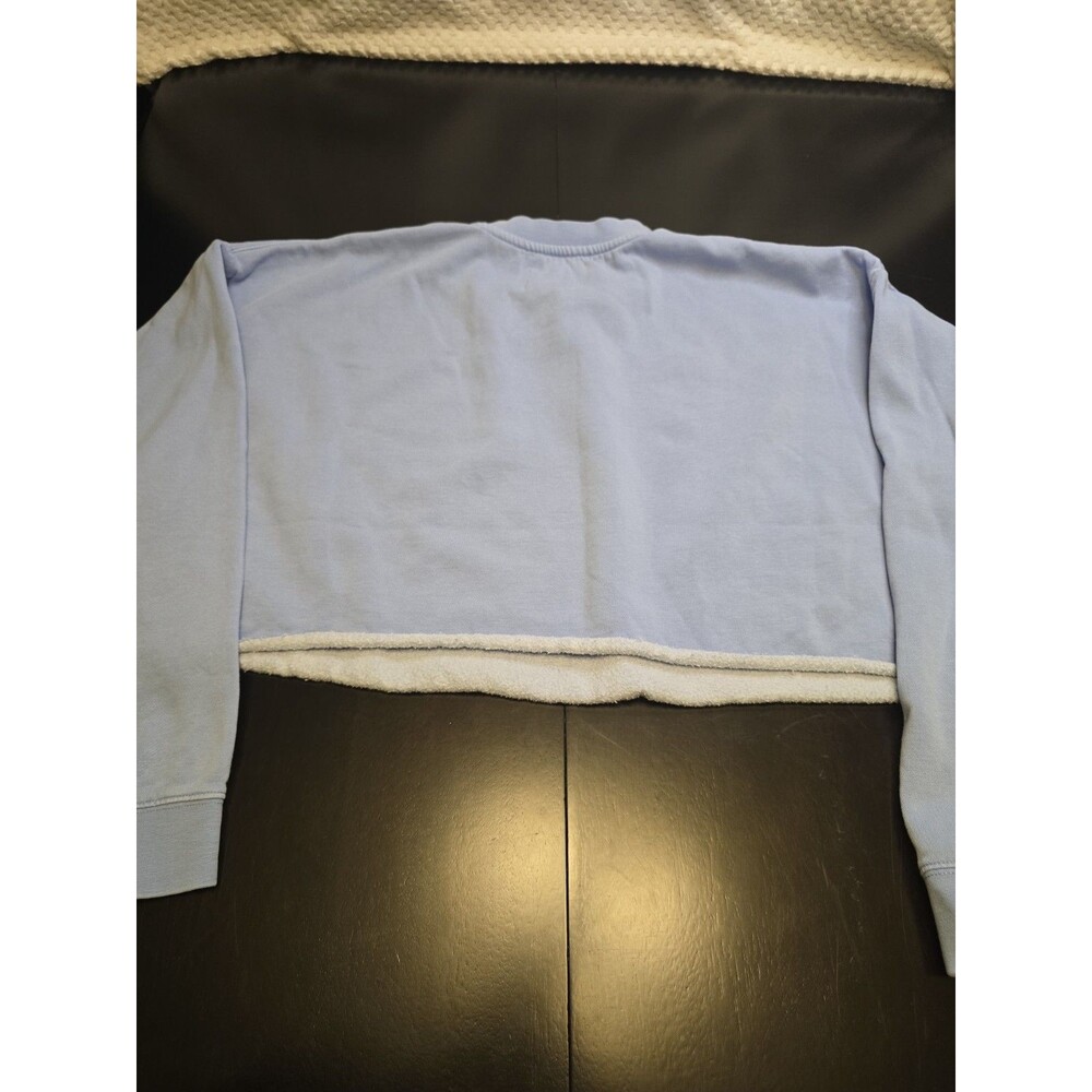 Billabong "Stoked" Cropped Sweatshirt Women's Large Blue Pink Hey Gday Crewneck - Picture 7 of 7